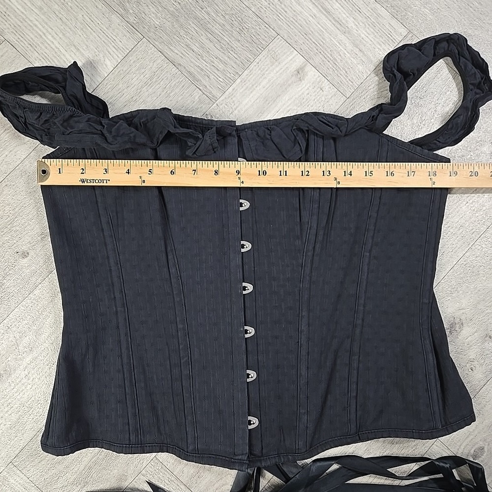 Corset Story Black Textured Cotton Corset Top Off The Shoulder UK 18 US 14 - Picture 10 of 16